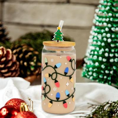 Farbwechselnder festlicher Becher Weihnachts-Bierdose mit Bürste und Strohhalm Getränkebehälter mit Feiertagsmotiv