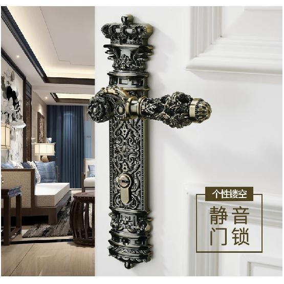 85mm All Copper Hollow Out  Mute Door Lock Indoor Wooden Door Lock Handle Lock Room Door Lock European Luxury Style Villa Lock