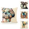 Adorable Pet Dog Pillow Cover In Linen Blend For Cozy Sofa And Office Decor
