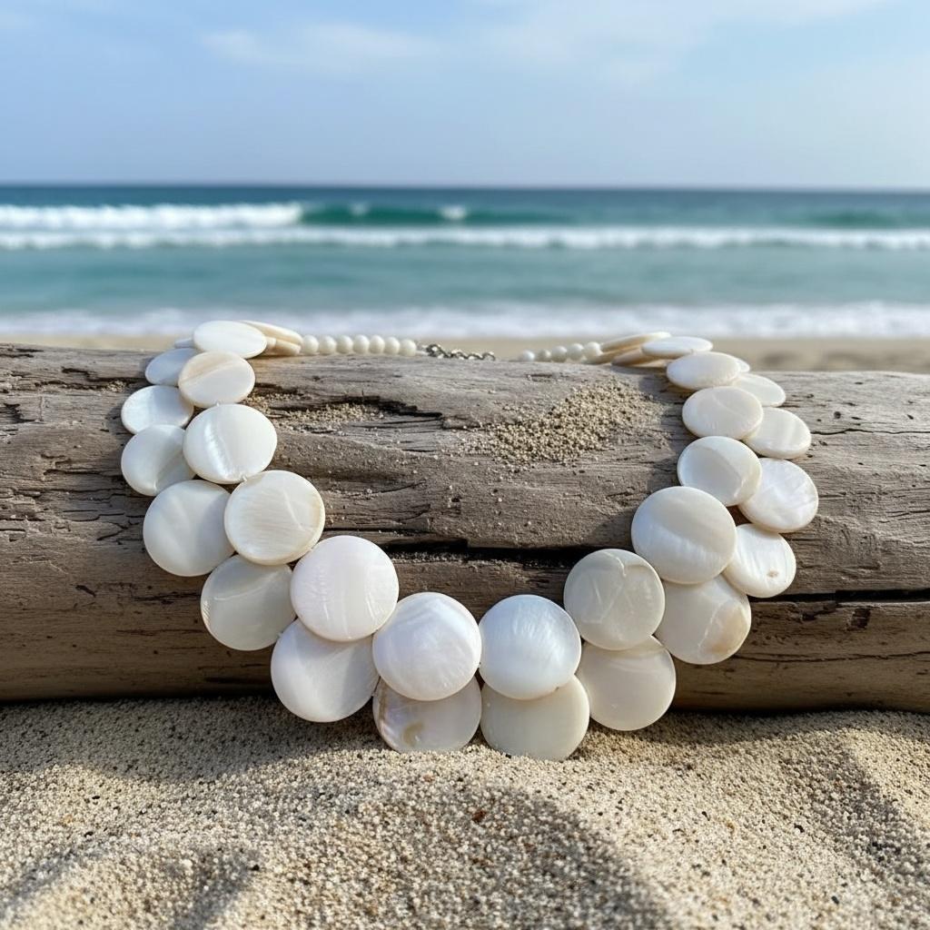 Bohemian Women's Necklace - Fashion Irregular Round Faux Shell Pendant Stylish Elegant Design Autumn Winter Statement Accessory