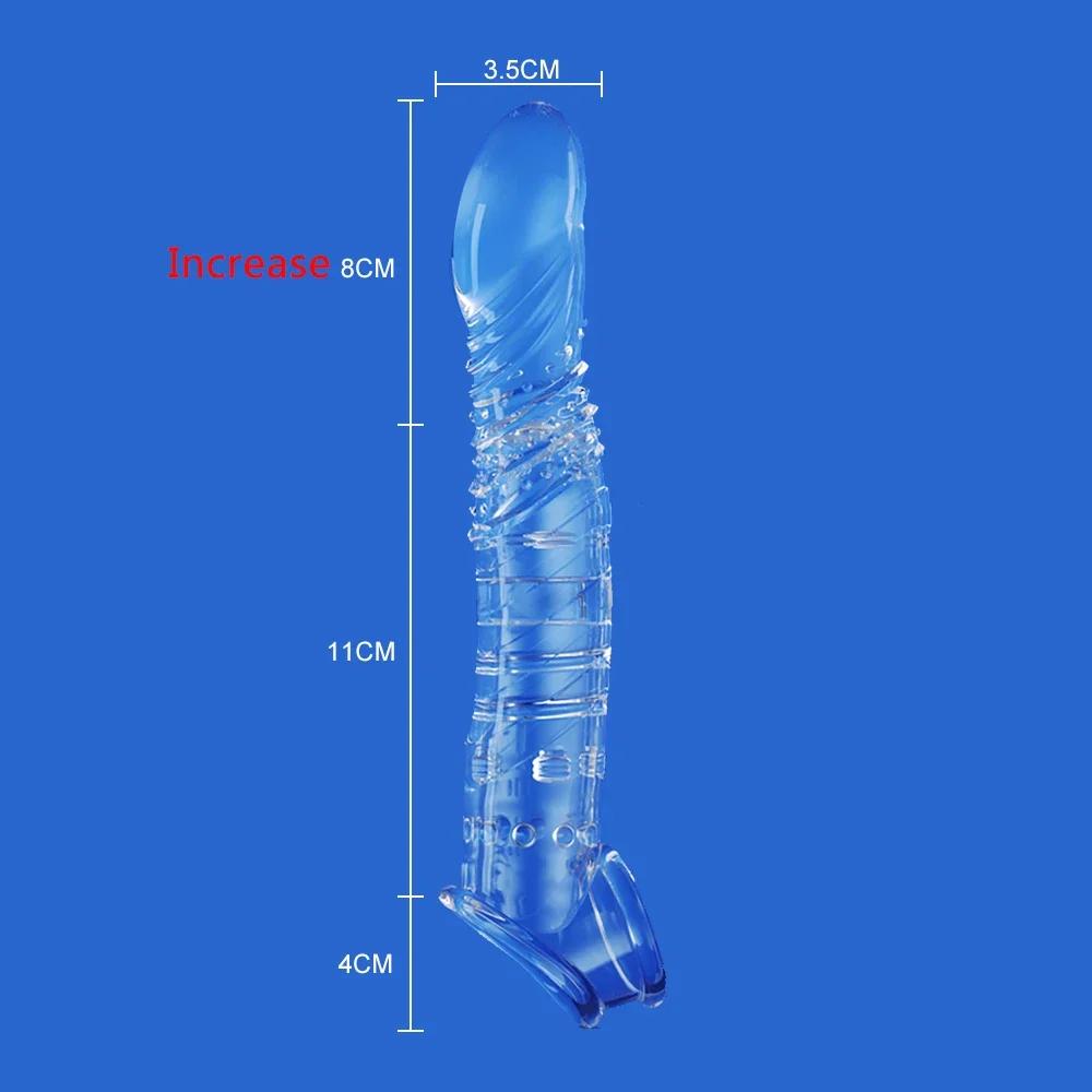 Przedłużka na penisa Pokrowiec powiększający penisa Opóźnianie wytrysku Wielorazowa prezerwatywa Miękki elastyczny powiększacz penisa Akcesoria erotyczne dla dorosłych Mężczyźni