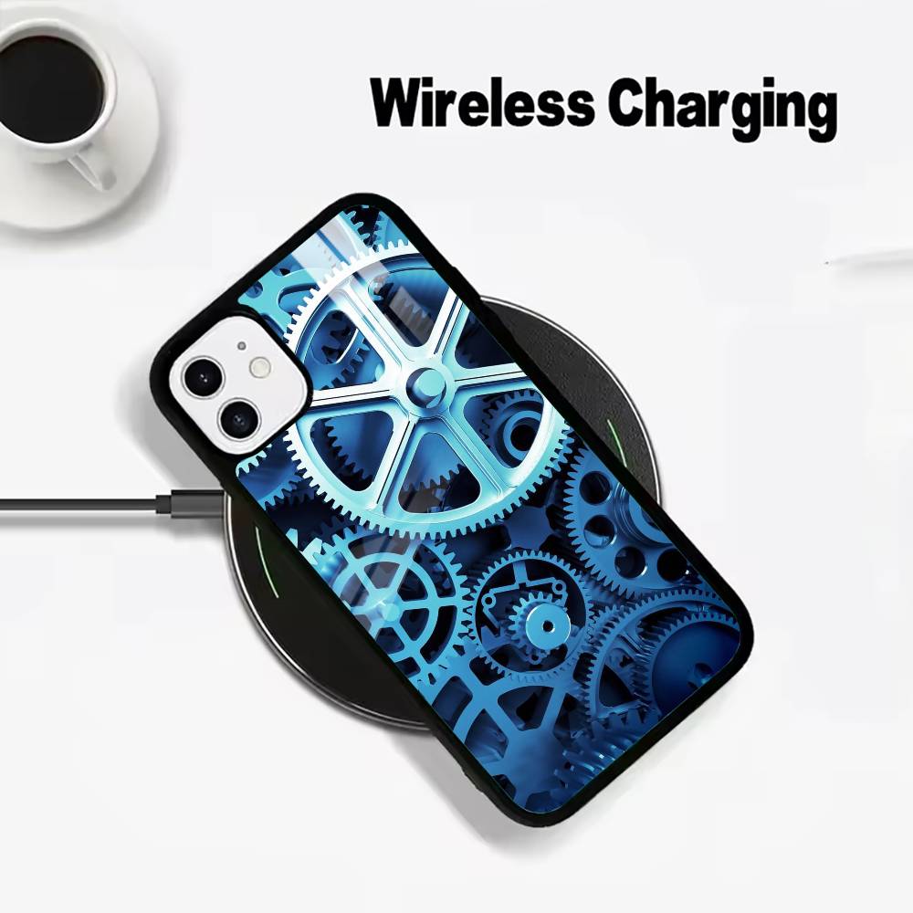 Mechanical Gear Wireless charging phone case compatible with iPhone 17/16/15/14/13/12/11