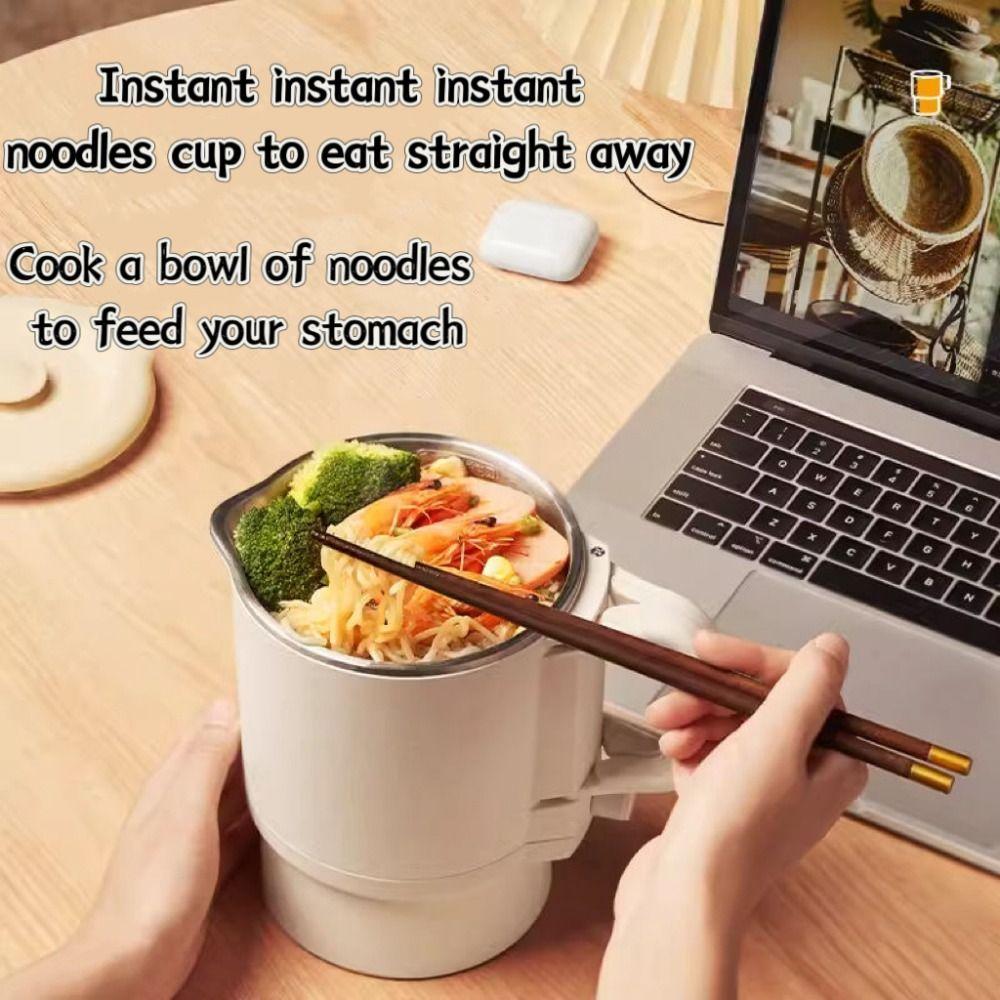 Portable 800ML Electric Kettle 2-in-1 Foldable Rice Cooker 304 Stainless Steel Mini Kettle
