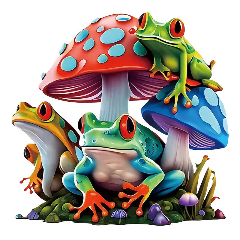 Cartoon Frog Stickers Waterproof Self Adhesive Toilet Decoration Anime Magic Mushroom Vinyl Tank Stickers for Bathroom Home