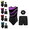 Collant Brilhante de Ginástica Color Block com Strass para Meninas, Gola Redonda, Sem Mangas, Roupa para Dança e Patinação Artística