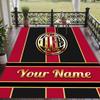 Custom Name AC Milan Crystal Velvet Floor Rug Personalized Text Soft Carpet Home Decor