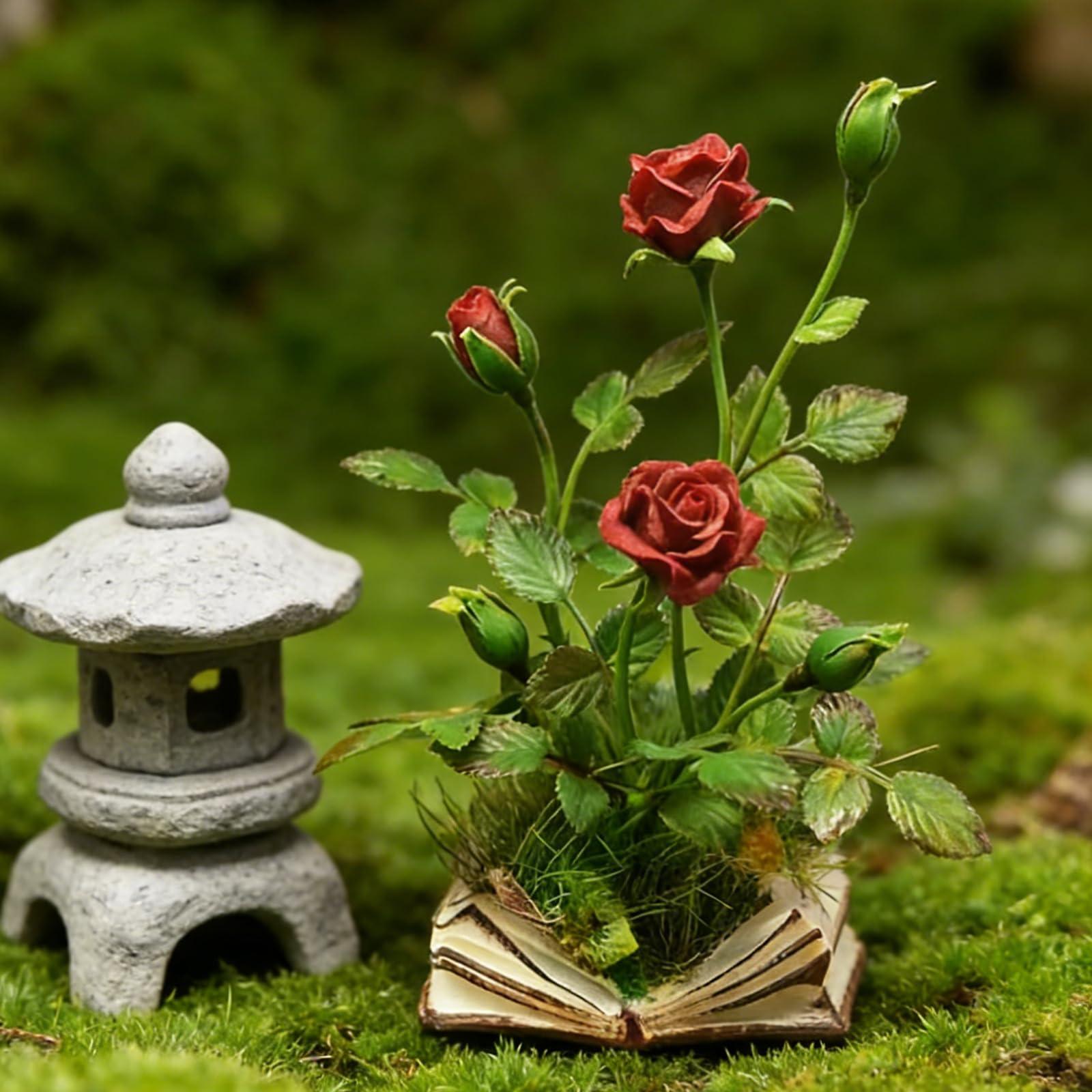 Miniature Book-shaped Rose Sculptures That From Within A Book—a Perfect Gift For Rose Lovers. One Size