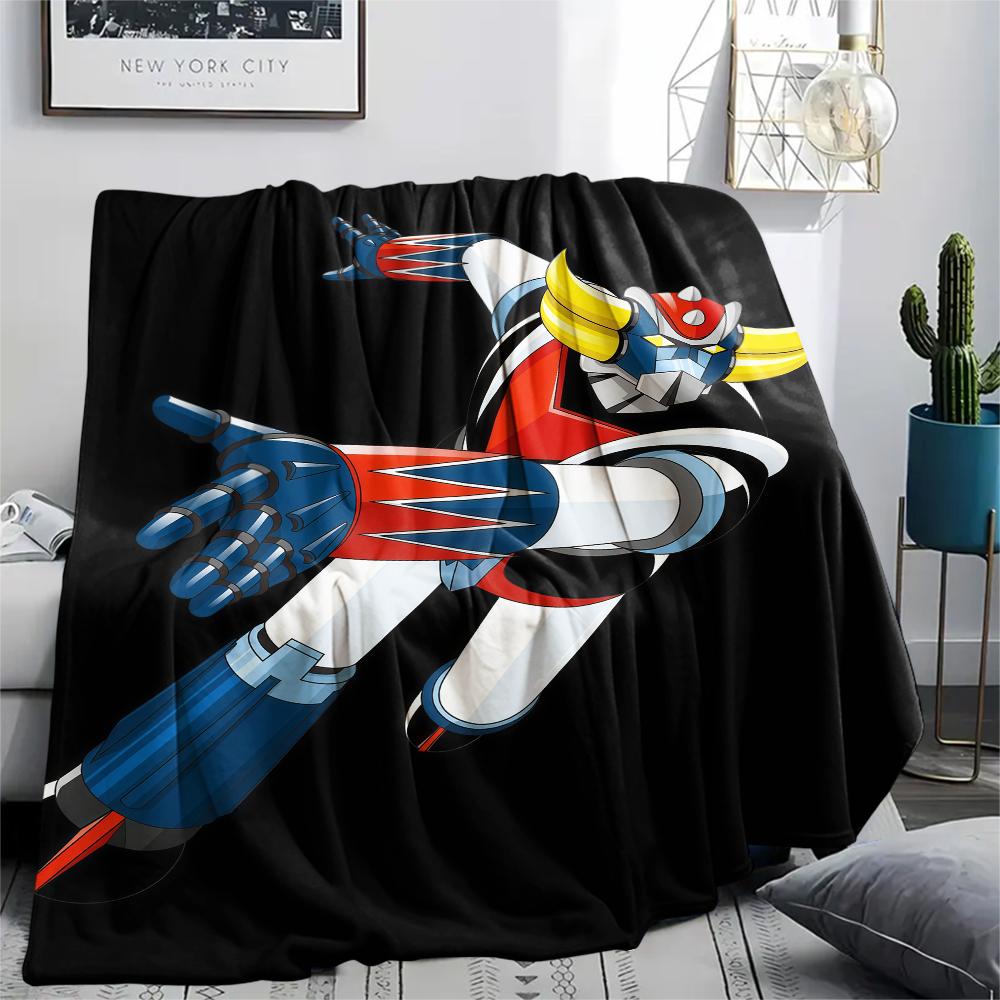 1PC Grendizer Goldorak Print Flannel Blanket, High quality Comfortable for All Seasons, Home Decor, Warmth and Comfort, Perfect for Christmas Gifts