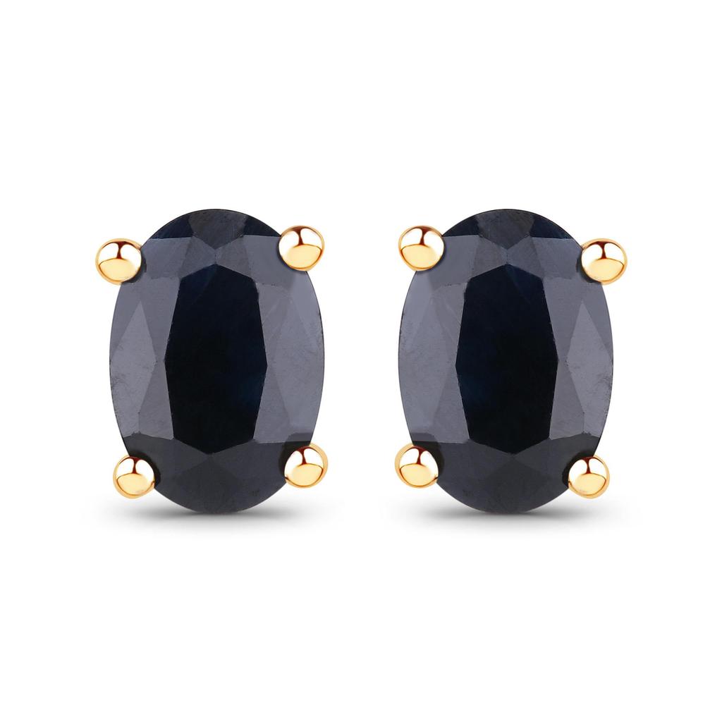 Blue Sapphire Oval Earrings 925 Sterling Silver Rhodium Plated Jewelry