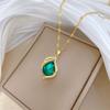 Green Light Luxury Full Diamond Temperament Gorgeous Full Diamond Necklace Female Versatile Collarbone Chain Titanium Steel Chain