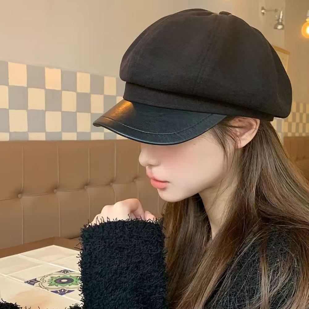 Warm Women's Duck Tongue Beret Breathable Vintage Newsboy Hats Adjustable Pleated Berets  Women Men