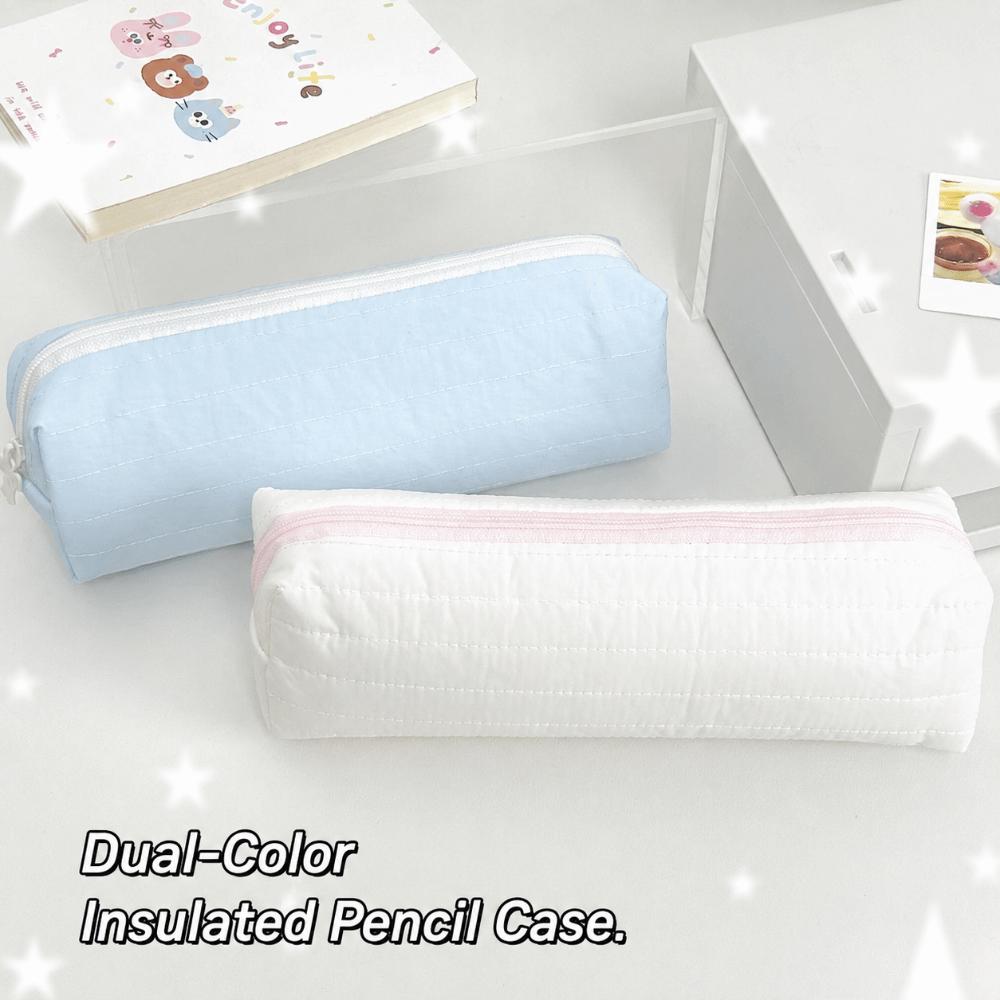 Large-capacity Pencil Case Cream Color Stationery Pouch INS Stationery Storage Bag School Supplies