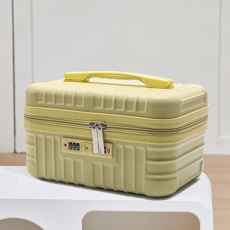 

14 inch Mini Travel Suitcase Cosmetic Box Retro Lightweight Portable Hand Luggage Organizer Makeup Case Small Password Box жовтий