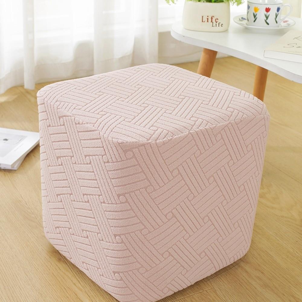 

Однотонний жаккардовий чохол на пуф Еластичний чохол на підставку для ніг Міцний квадратний чохол на табурет Вітальня рожевий