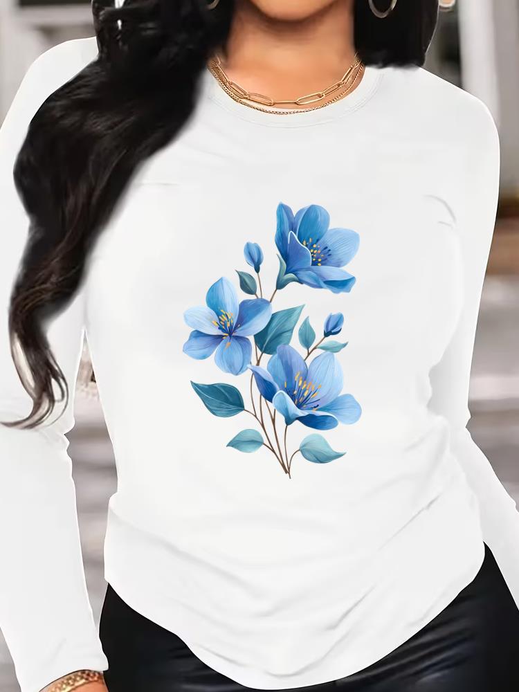 (Asian Size) Love Heart Style Printed Female Clothing Women Tee Lady T Shirt Casual Fashion Top Long Sleeve Graphic T-shirts