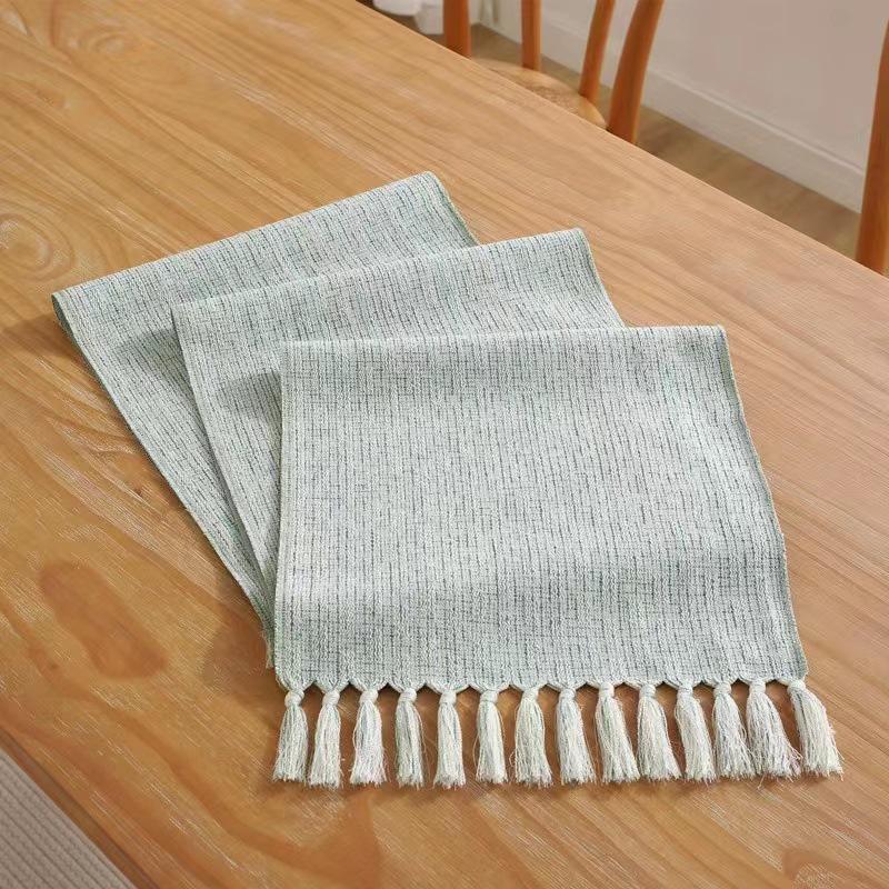 Light Luxury Handmade Tassel Table Runner - Solid Color Tea Mat/Table Flag for Home