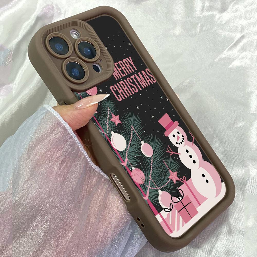 

JT586 Xmas Pink Merry Christmas Art for iPhone 17 16 15 14 13 Pro Max Samsung S26 S25 Ultra A17 A07 A56 A16 A06 A05 Xiaomi 15T Redmi 15c 14C Soft Case Redmi 15C 4G/5G(171.6) коричневий