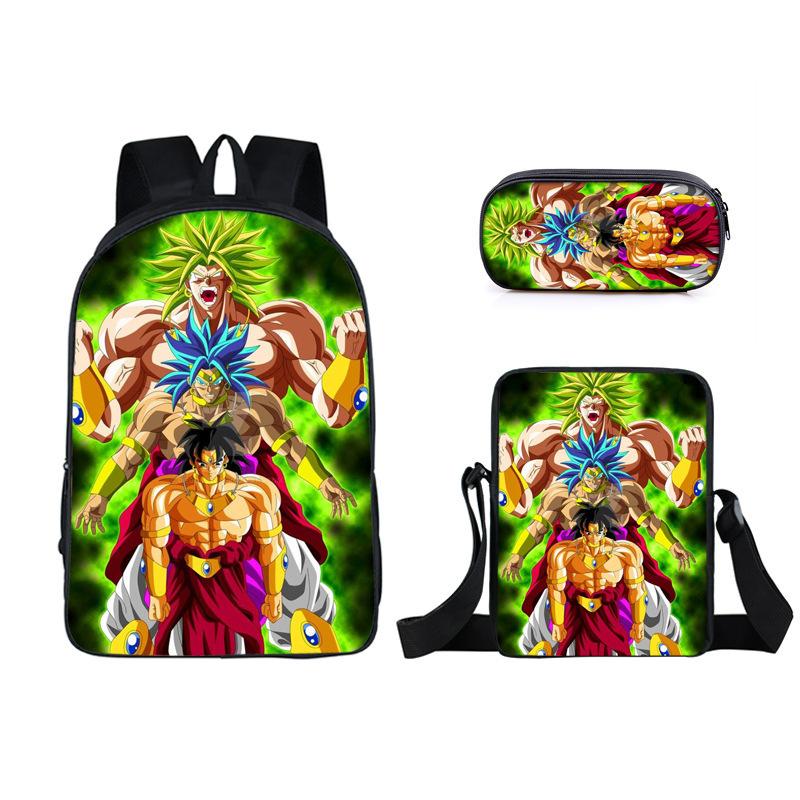 Animation seven dragon ball backpack, primary and secondary school schoolbag, satchel, shoulder bag, pencil case three-piece set
