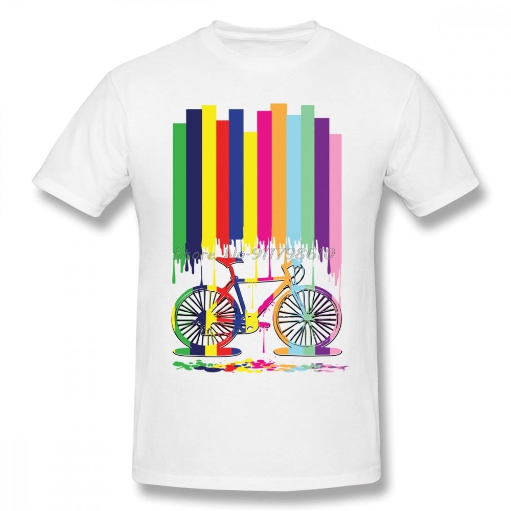 

Rainbow Bicycle Bike Men T Shirt Cotton Short Sleeve Custom Men T Shirt Fashion Tees Harajuku Streetwear S