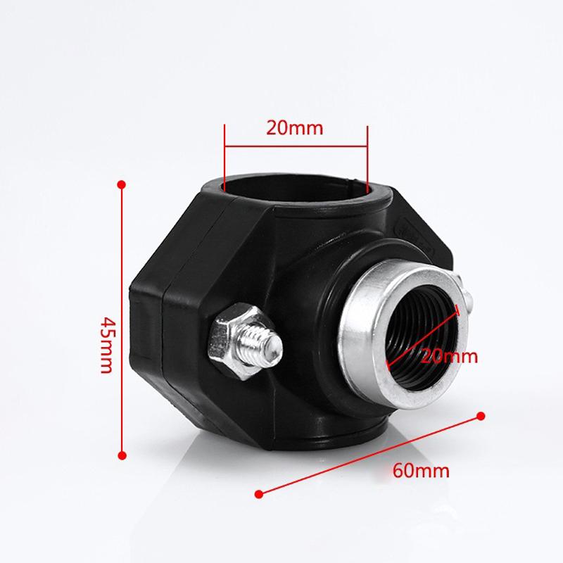 1PC Pipe Water Splitter Clamp 1/2 Female Thread Connector Adaptor Fits 20/25/32MM PE Pipes for Household Water Pipe Repairs A1