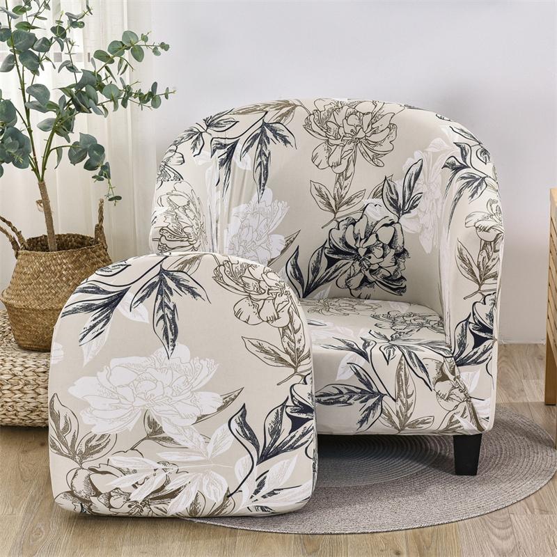 Tub Chair Cover Stretch NonSlip Armchair Slipcover For Living Room Elastic Couch Covers Bar Counter Reception Pastoral Club