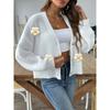 Women's Knitted Sweater Autumn Winter Hand Crochet Patchwork Short Button Cardigan Sweater
