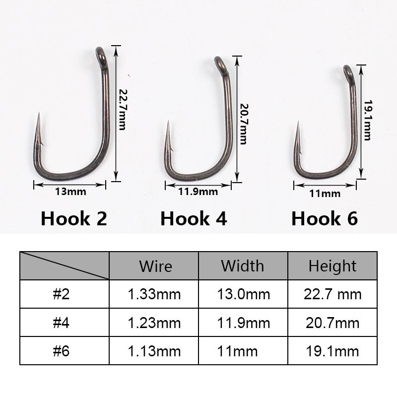 10pcs Carp Fishing Wide Gape Hook PTFE Coating Micro Bard High Carbon Steel Size 2 4 6 For Carp Fishing Hair Rig