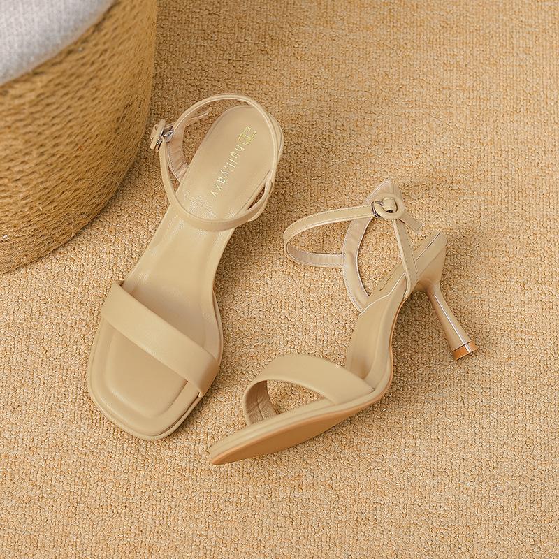 

Huiliya sandals women s spring 2025 new one-word strap female fashion shoes fairy style high heels 738-DR1 39