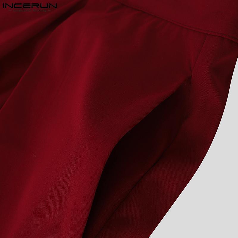 INCERUN Two Pieces Outfits Men One Shoulder Shirt Long Bandage Harem Pants Sets