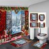 Niedlicher Schneemann-Weihnachts-Duschvorhang-Set, silberne Tannenzweige, Schneeflocken-Weihnachtskugeln, Badezimmer-Dekor, Teppich, Badematte, Toilettendeckelbezug