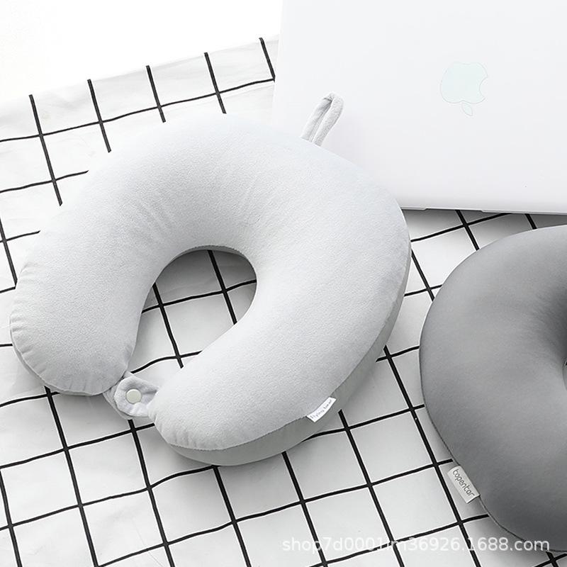 U-Shaped Solid Color Foam Travel Neck Pillow with Logo Printing Option for Airplane and Office Nap Support