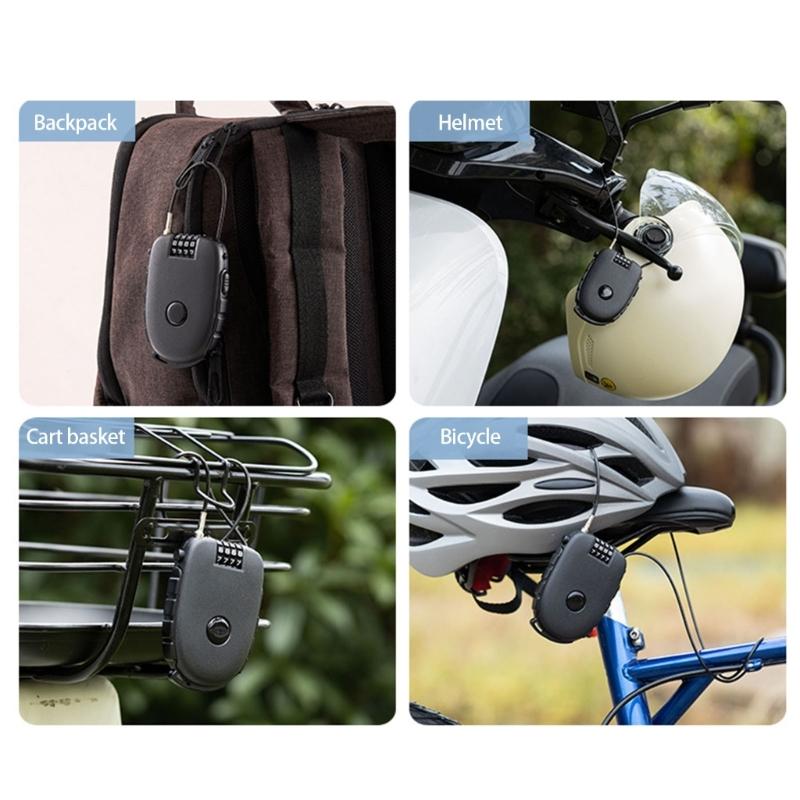 Durability Retractable Wire Lock With Code Multipurpose Combination Lock for Outdoor Bike Scooters Suitcases