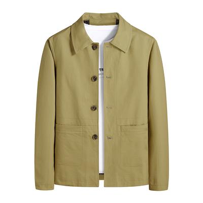Men's Jacket Spring and Autumn Men's Autumn Cotton Jacket Casual Lapel Loose Jacket Top