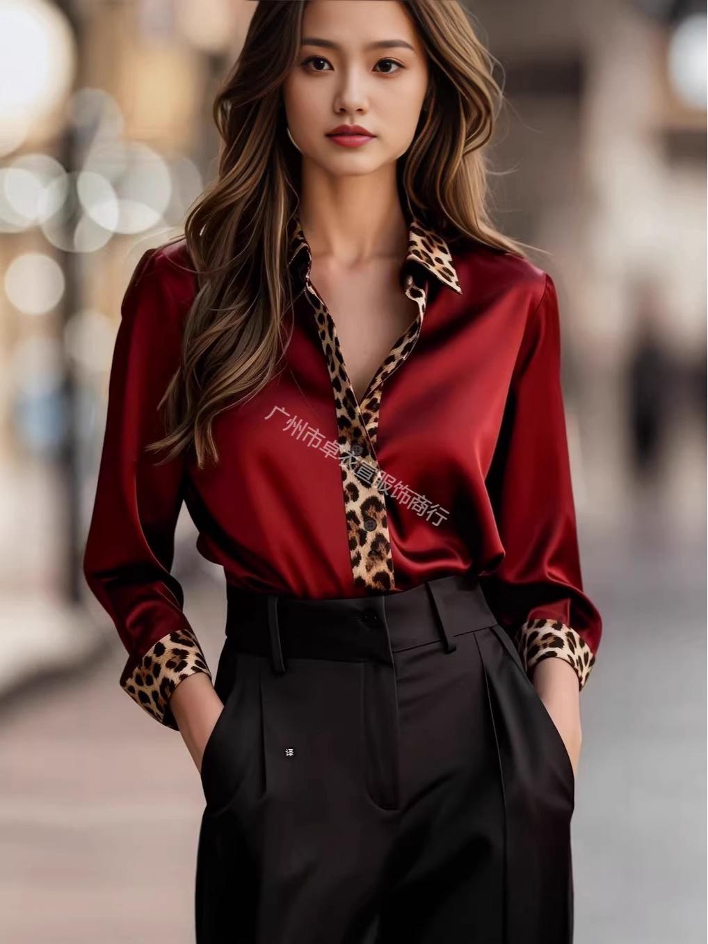 

Spring Fashion Slimming Long Sleeve Animal Print Round Neck Satin Patchwork Dress XL зелёный