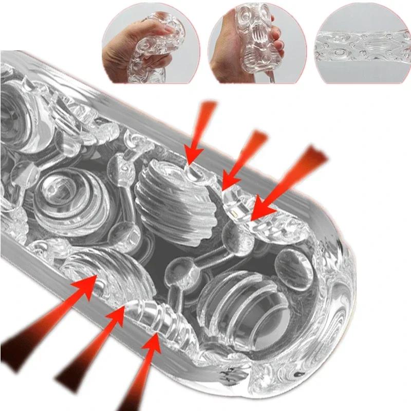 Male Masturbator Cup Soft Pussy Sex Toy Transparent Vagina Adult Endurance Exercise Adult supplies Vacuum Pocket Cup for Men