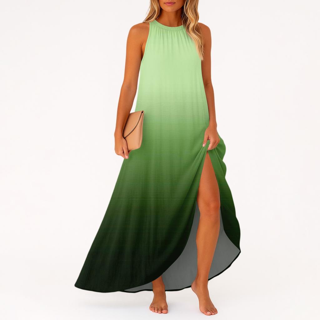 Women's Casual And Fashionable Round-neck  Sleeveless  Mid Length Dress