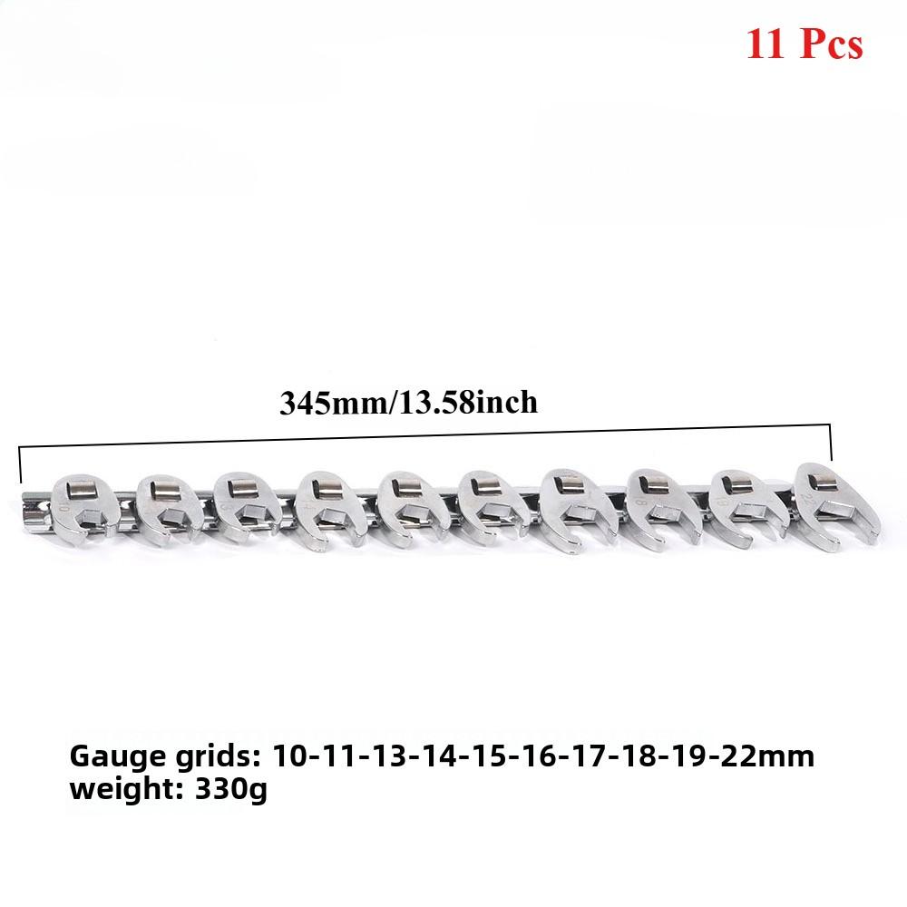 3/8Inch Drive Crowfoot Horn Wrench 10 To 22mm Metric Foot Open End Spanner for Torque Bullhorn Wrenches Keys Set 9/11 Pcs