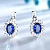 925 Sterling Silver Clip Earrings  Blue Sapphire Emerald  Flower Earring for Women Party Engagement Fashion Fine Jewelry Gift
