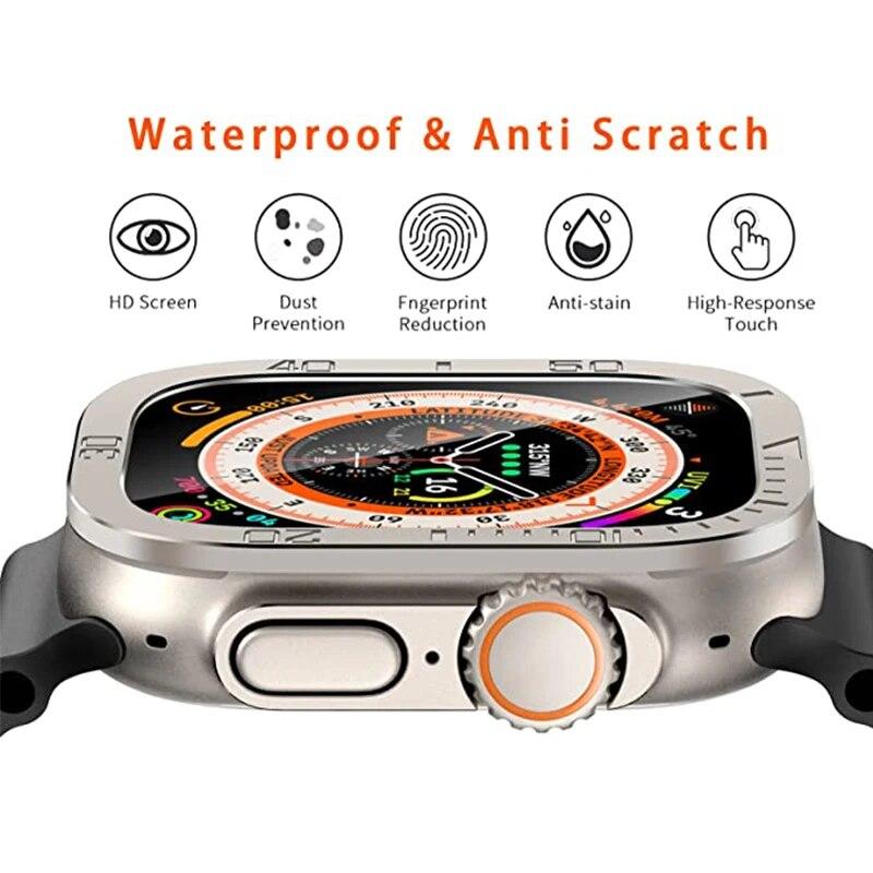 Ochranné sklo pro Apple Watch Ultra 49mm Pouzdro Příslušenství Kovový Kryt Rám+Tvrzené sklo pro iWatch Ultra 2 49mm Luneta