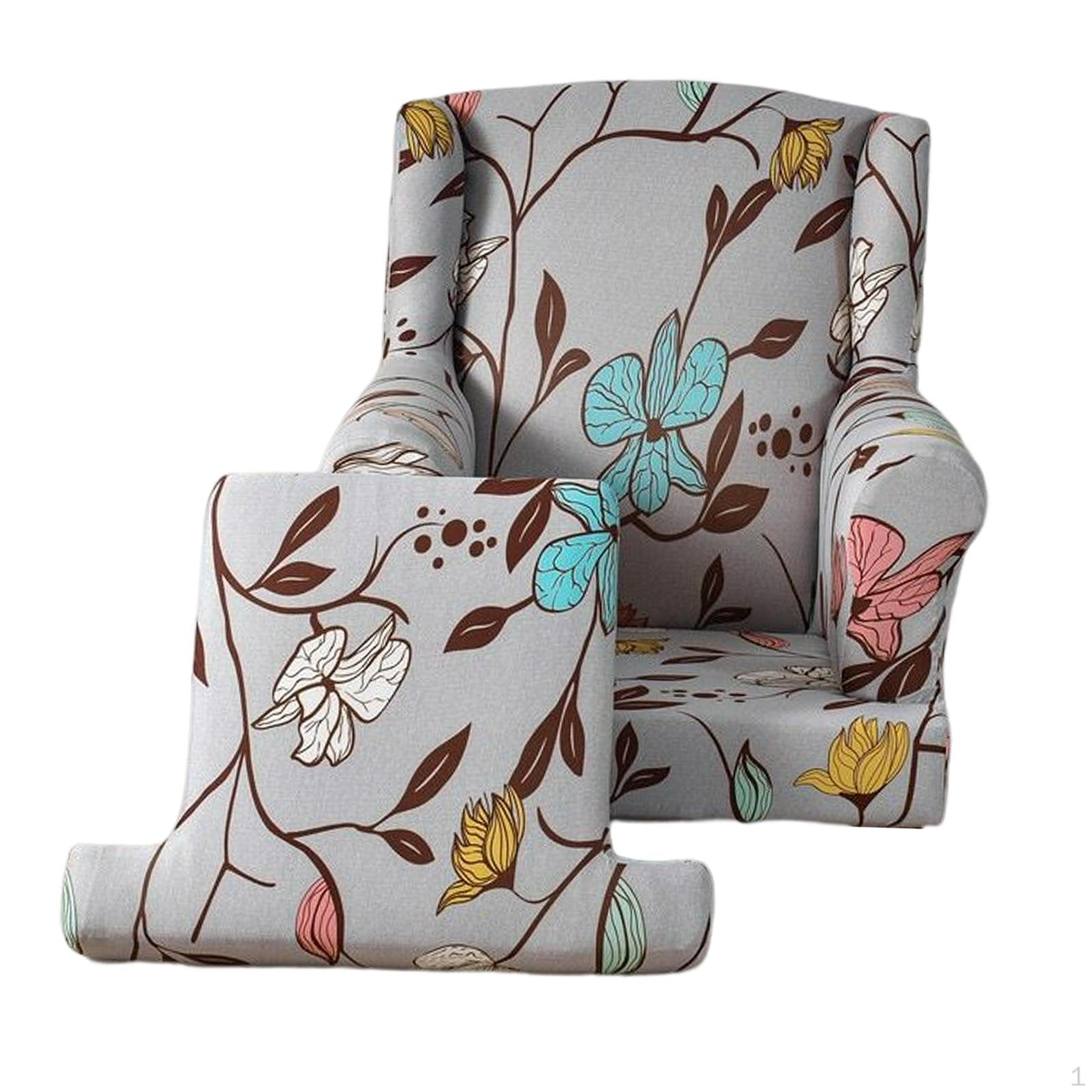 

Elastic Wingback Chair Cover Armchair Slipcovers Couch Protector Living Room Bedroom Light Gray