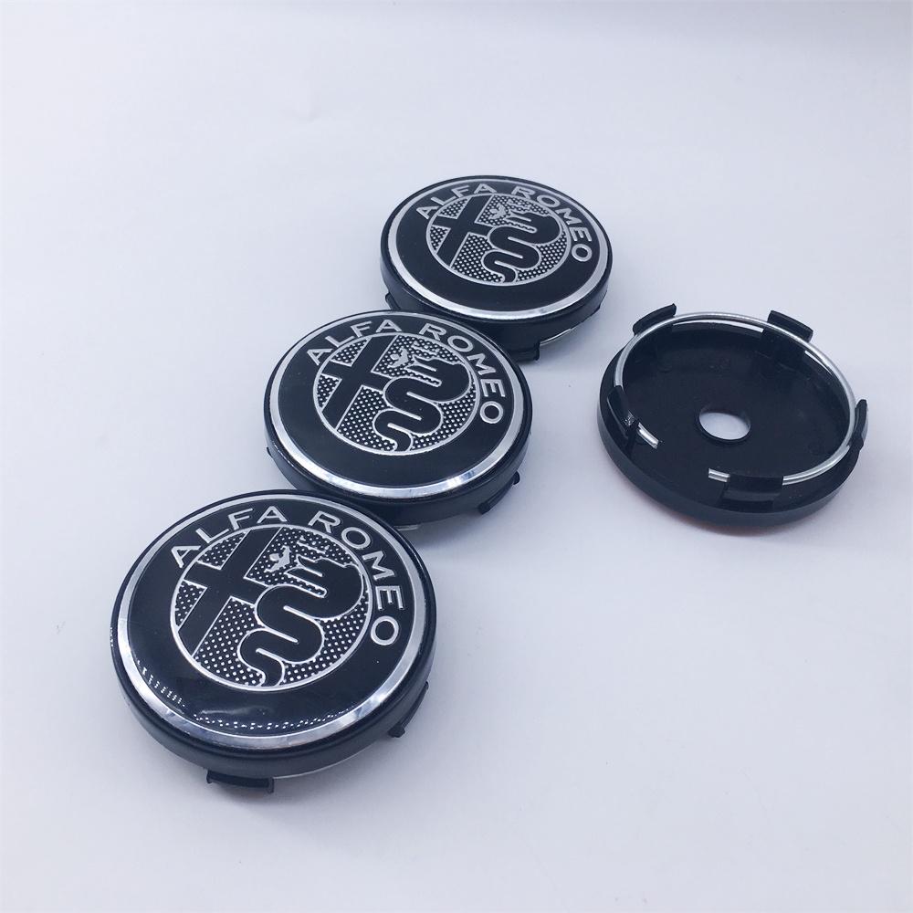4PCS 60mm For Alfa Romeo Black caps 030 Stelvio Sportiva GT 159 166 147 156 Mito Metal Emblem Auto Hub caps Decoration Styling