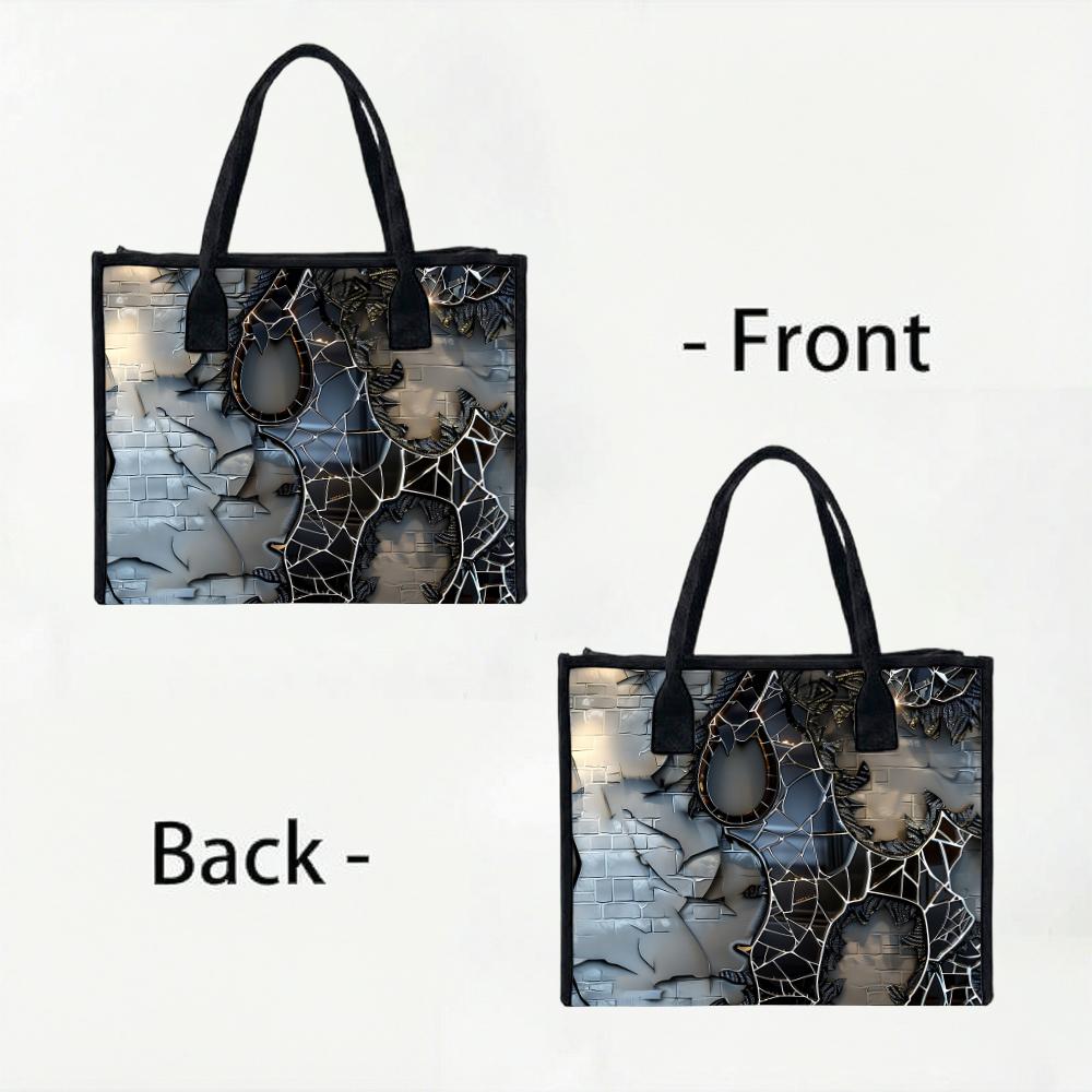 Gothic Cracked Pattern Large Tote Bag for Daily Commute Travel