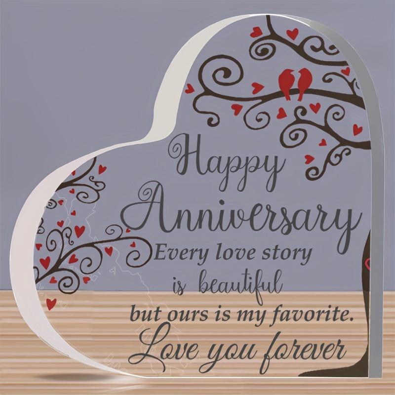 2D Flat Acrylic Heart-Shaped Desktop Decoration, Wedding Anniversary Gift, Suitable for wall decoration, porch, room, villa, accents Home, Hallway, or