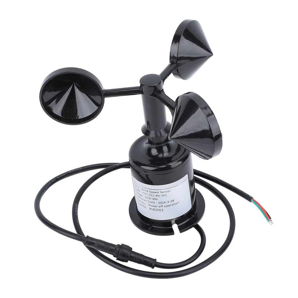 Abs Material Wind Cup Wind Speed Sensor Anemometer, 3 Cups Wind Speed Detector with 8M Cable, High Professional Weather Meter for Greenhouse