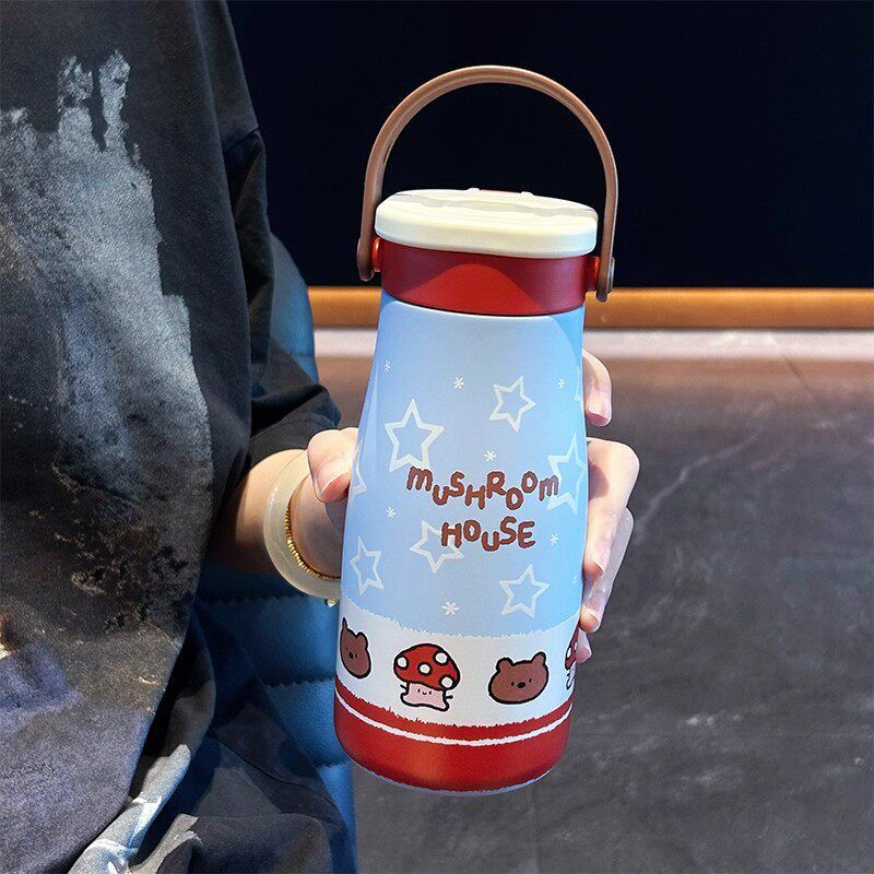 Uk Beloved Dopamine Ceramic Stainless Steel Insulated Cup for Girls, Cute Portable Tea-Water Separation Direct Drinking Cup
