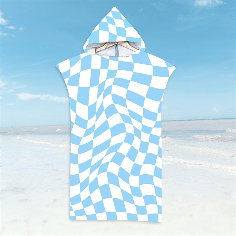 Microfiber Quick-Dry Hooded Beach Poncho Bathrobe for Adults