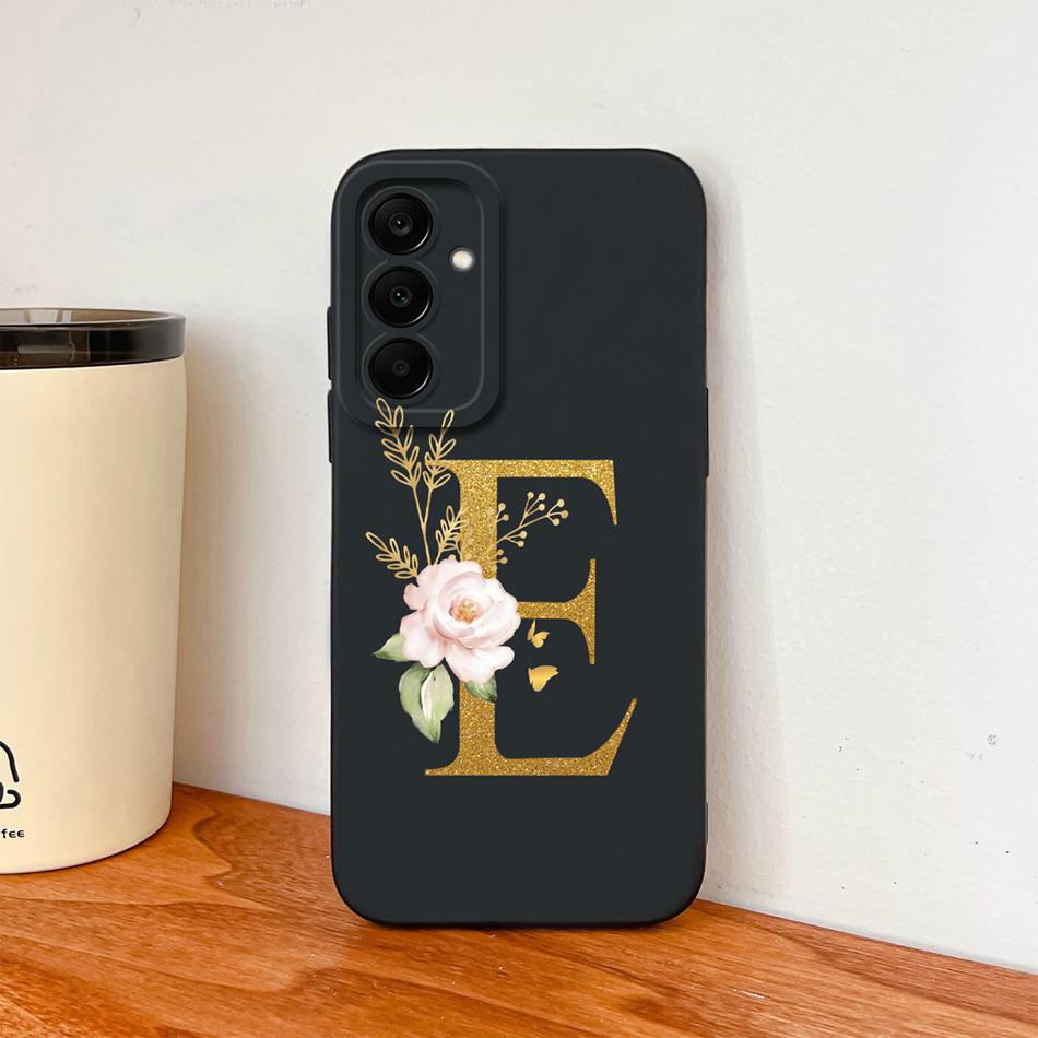 Flower Letters Case For Samsung Galaxy A17 A07 A37 A57 Couple Bumper Soft Liquid Silicone Anti Slip Phone Protective Cover Coque