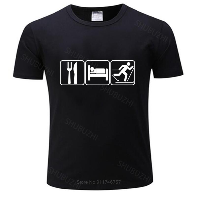 Summer Mens Eat Sleep Ski Tshirt Skiing Downhill -Country Xc T-Shirt Men Unisex T-shirt Teenagers Cool Tops Euro Size