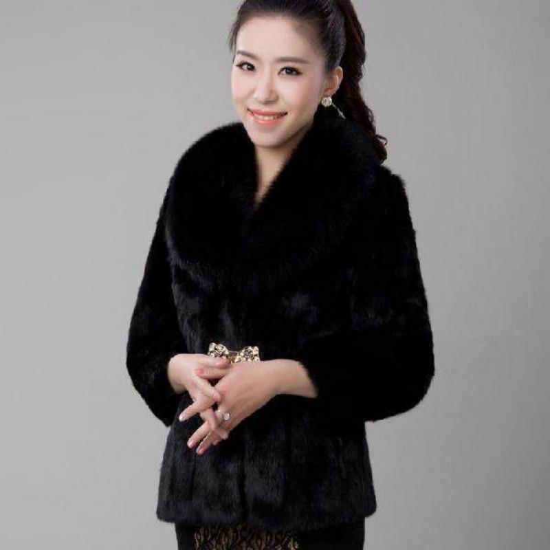 Autumn and winter imitation fur jacket women's short top imitation fox fur collar rabbit fur imitation mink fur coat thickened