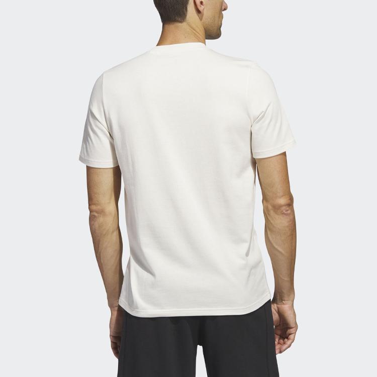 Adidas Lounge Letter Logo Print Round Neck Short Sleeve T-Shirt Men Tops White HR3002